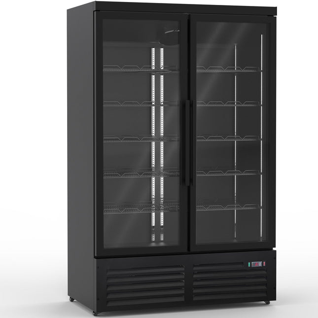 Commercial Display Refrigerator With Double Glass Door 1000 Litres Black |  Kxg1253