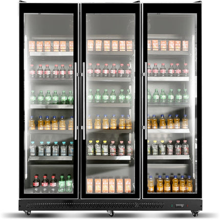 Commercial Display Refrigerator With Triple Glass 1200 Litres Door Black |  Kxg1680 Black