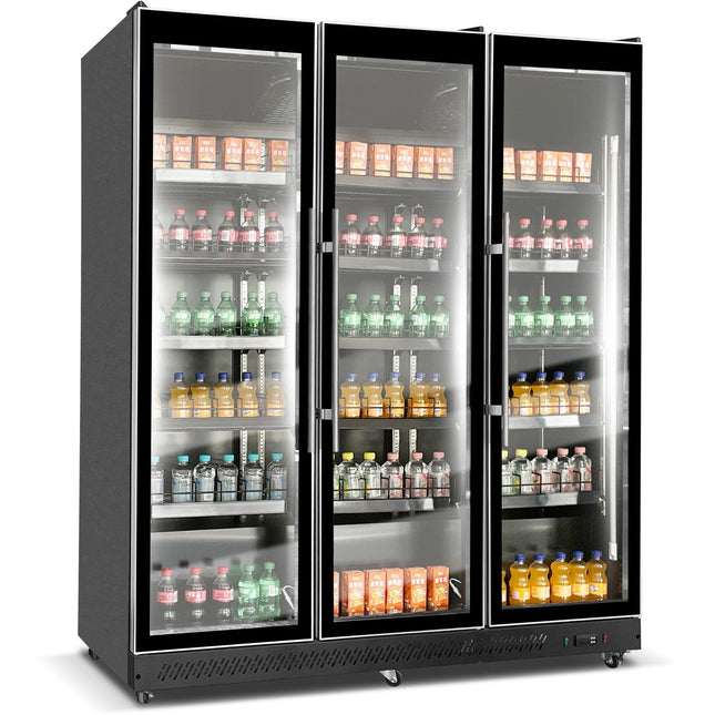 Commercial Display Refrigerator With Triple Glass 1200 Litres Door Black |  Kxg1680 Black