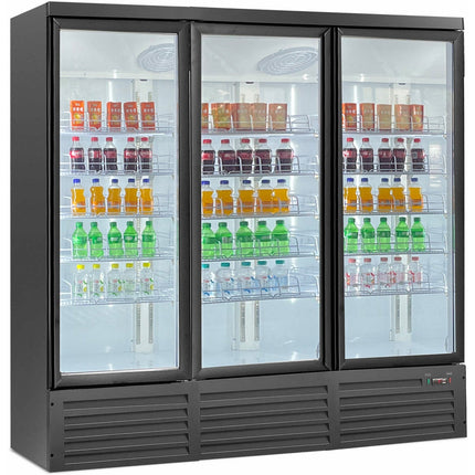 Commercial Display Refrigerator With Triple Glass Door 1530 Litres Black |  Kxg1880