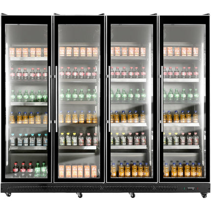 Commercial Display Refrigerator Four Glass Door 1650 Litres Black |  Kxg2240 Black