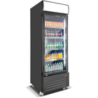 Commercial Bottle Cooler Upright 600 Litres Single Glass Door With Led Canopy In Black |  Kxg600 H