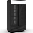 Commercial Bottle Cooler Upright 900 Litres Double Glass Door With Led Canopy In Black |  Kxg900 H