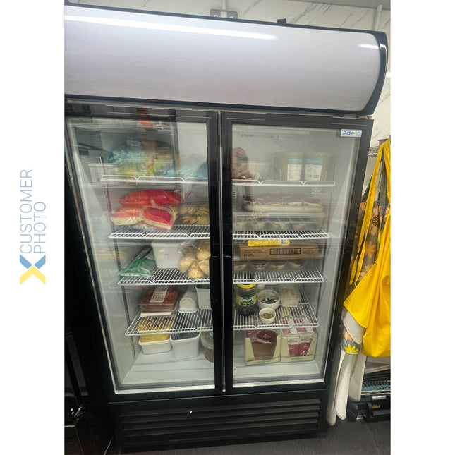 Commercial Display Freezer With Double Glass Door 1000 Litres Black Canopy Light | Ld1000 Fblack