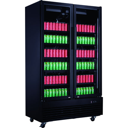 Commercial Bottle Cooler Upright 930 Litres Ventilated Cooling Twin Hinged Doors Black | Lg1000 Bfpblack