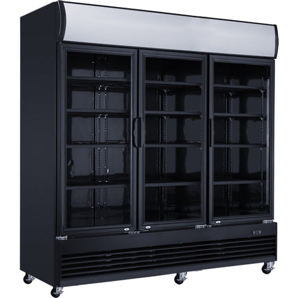 Commercial Bottle Cooler 1300 Litres Ventilated Cooling 3 Hinged Doors Black | Lg1300 Bfblack