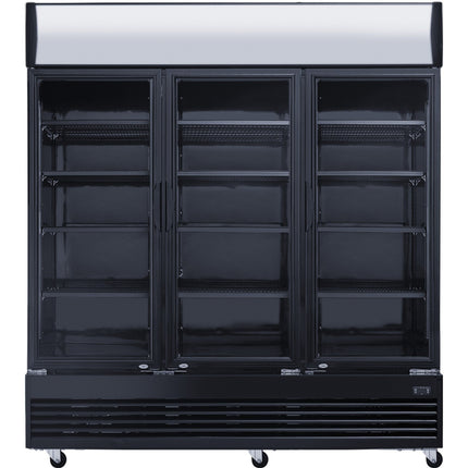 Commercial Bottle Cooler 1300 Litres Ventilated Cooling 3 Hinged Doors Black | Lg1300 Bfblack