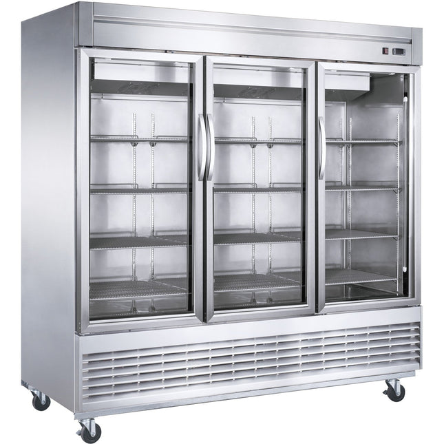 1800lt Commercial Upright Refrigerator Triple Glass Door Stainless Steel |  D83 Rgs3