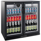 Back Bar Cooler 2 Hinged Doors 220 Litres Black |  Bc02 Pp