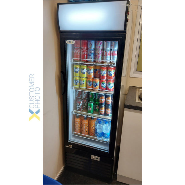 Commercial Bottle Cooler Upright 232 Litres Static Cooling Hinged Glass Door Black/White Canopy Light |  Lg232 B