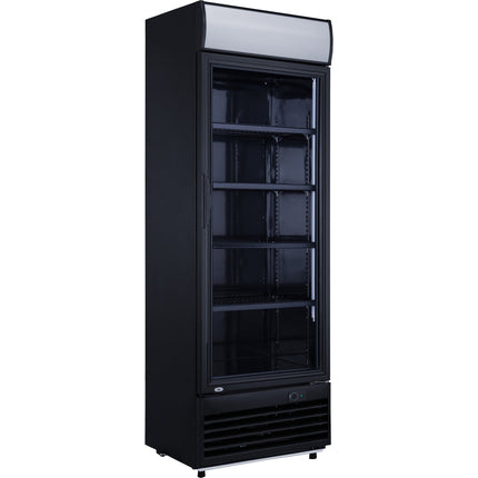 Commercial Drink Cooler Upright 332 Litres Static Cooling Hinged Glass Door Black Canopy Light |  Lg332 Bblack
