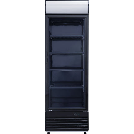 Commercial Drink Cooler Upright 332 Litres Static Cooling Hinged Glass Door Black Canopy Light |  Lg332 Bblack