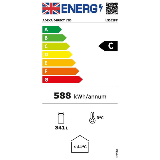 Commercial Drink Cooler Upright 352 Litres Dynamic Cooling Hinged Glass Door Canopy Light |  Lg352 Df
