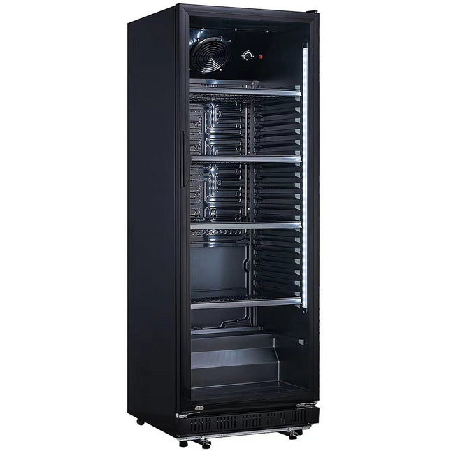 Commercial Drink Cooler Upright 326 Litres Fan Assisted Cooling Hinged Glass Door Black | Lg360 Xpblack