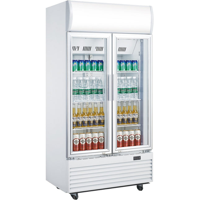 Commercial Bottle Cooler 600 Litres Fan Assisted Cooling Hinged Doors White |  Lg600 F