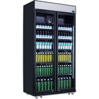 Commercial Bottle Cooler Upright 773 Litres Fan Cooling Twin Hinged Doors Black Canopy Light |  Lg805 Bblack