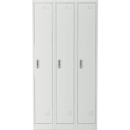 Commercial Grey Three Door Locker With Clothes Hanger, Fixed Shelf And Mirror 900x450x1800mm |  Locker3 Tw