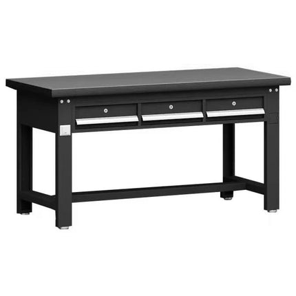 Commercial Heavy Duty Work Table With 3 Drawers 1500x750x800mm Black |  Mb80150 Hdt3 D