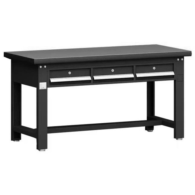 Commercial Heavy Duty Work Table With 3 Drawers 1500x750x800mm Black |  Mb80150 Hdt3 D