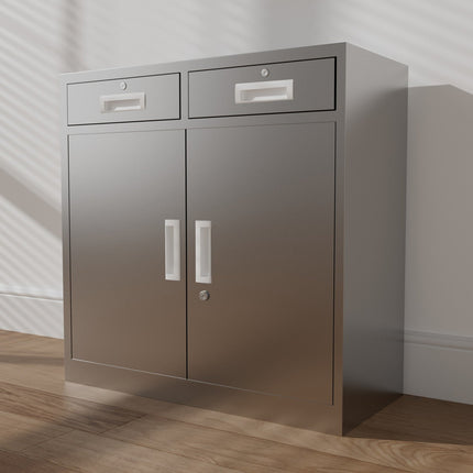Commercial Stainless Steel Cabinet With 2 Doors &Amp; 2 Drawers 900x400x900mm |  Mbss201 H902 Dc