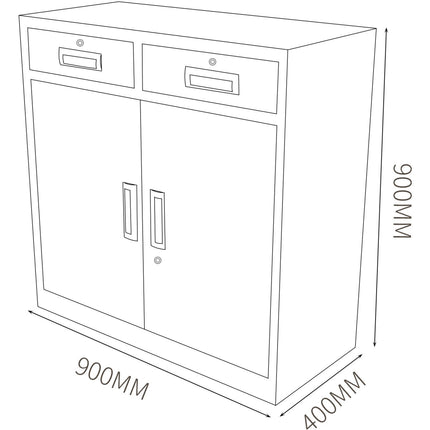 Commercial Stainless Steel Cabinet With 2 Doors &Amp; 2 Drawers 900x400x900mm |  Mbss201 H902 Dc