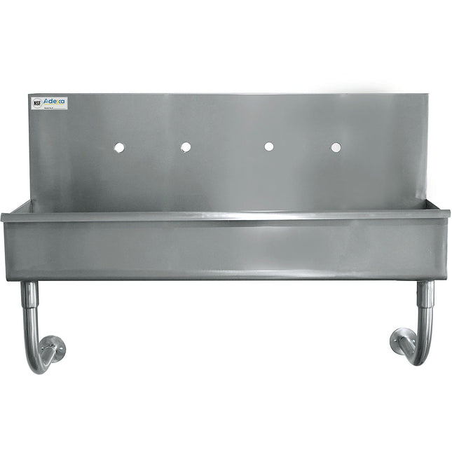 Multi Station Hand Sink For 2 Faucets Back Splash Stainless Steel | Mshs1748