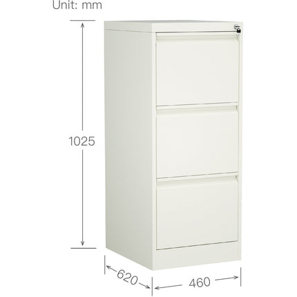 Professional Filing Cabinet 3 Drawer 460x620x1025mm White |  Mxdc2 White