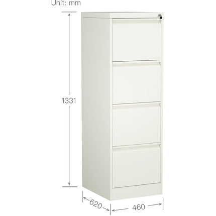 Professional Filing Cabinet 4 Drawer 460x620x1330mm White |  Mxdc3 White