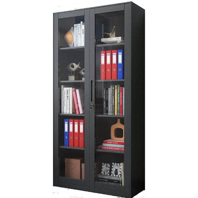 Commercial Steel Cabinet 2 Glass Doors 900x400x1850mm Black |  Myoc13 Black