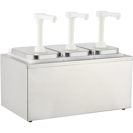 Commercial Condiment/Sauce Pump Dispenser 3x2 Litre Stainless Steel |  Nhp003