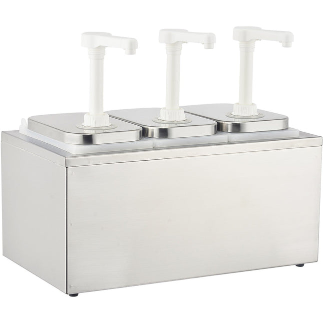 Commercial Condiment/Sauce Pump Dispenser 3x2 Litre Stainless Steel |  Nhp003
