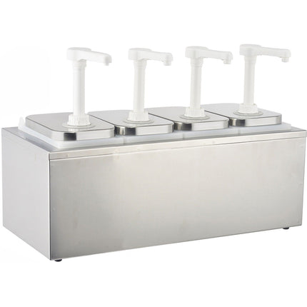 Commercial Condiment/Sauce Pump Dispenser 4x2 Litre Stainless Steel |  Nhp004