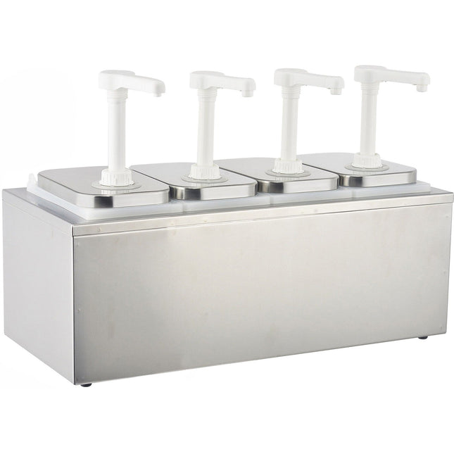 Commercial Condiment/Sauce Pump Dispenser 4x2 Litre Stainless Steel |  Nhp004