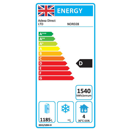 Commercial Upright Refrigerator 1400 L Double Door Stainless Steel Cabinet 1380x855x2090mm | Nord28