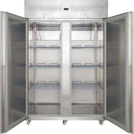 Commercial Upright Refrigerator 1400 L Double Door Stainless Steel Cabinet 1380x855x2090mm | Nord28