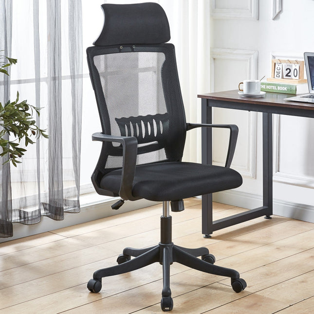 Mesh Office Chair With Headrest Black |  Oc2521