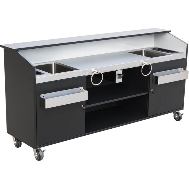 Commercial Portable Bar Stainless Steel &Amp; Black 2400x600x1200mm | Pb2495 Ss