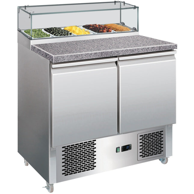 Prep Counter Fridge Glass Top Marble Countertop 5x Gn1/6 |  Ps200 G