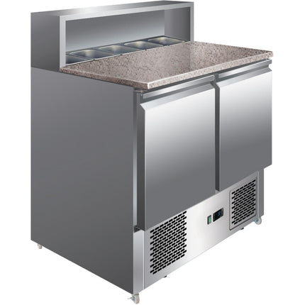 Pizza Prep Table 2 Doors Stainless Steel Pizza Top 5x Gn1/6 Depth 700mm |  Thps900