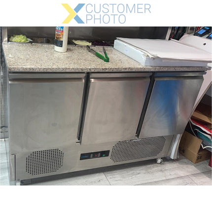 Pizza Prep Table 3 Doors Stainless Steel Pizza Top 8x Gn1/6 Depth 700mm |  Thps903