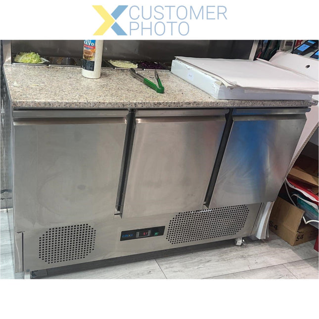 Pizza Prep Table 3 Doors Stainless Steel Pizza Top 8x Gn1/6 Depth 700mm |  Thps903