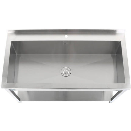 Commercial Pot Wash Sink Stainless Steel 1 Bowl Splashback Bottom Shelf 1400x600x900mm Square Legs |  Psa14060 U