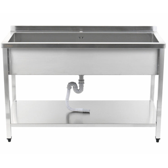 Commercial Pot Wash Sink Stainless Steel 1 Bowl Splashback Bottom Shelf 1800x600x900mm Square Legs |  Psa18060 U