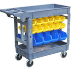 Professional 2 Tier Utility Trolley With Storage Bin Rack &Amp; 32 Plastic Bins 227kg Capacity 790x430mm | Psb7943232 A