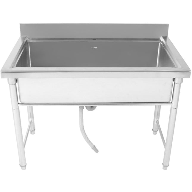 Commercial Pot Wash Sink Stainless Steel 1 Bowl Splashback 1200x700x900mm Round Legs |  Psr12070