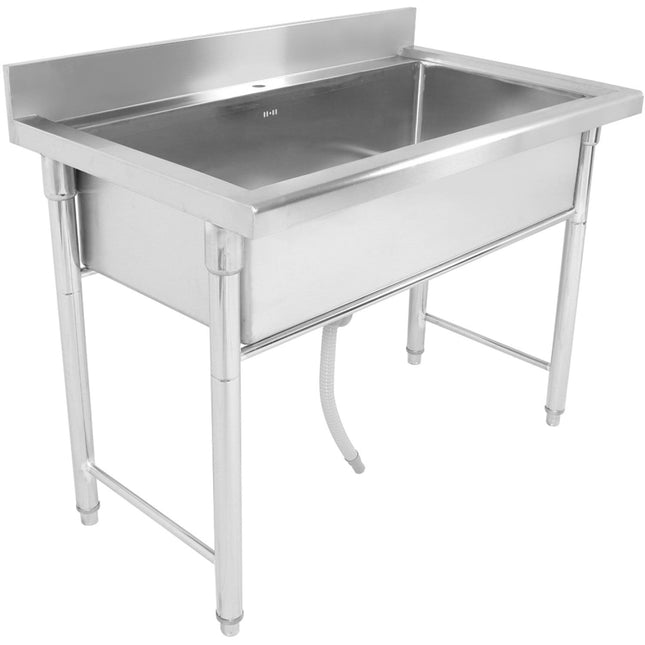 Commercial Pot Wash Sink Stainless Steel 1 Bowl Splashback 1200x700x900mm Round Legs |  Psr12070