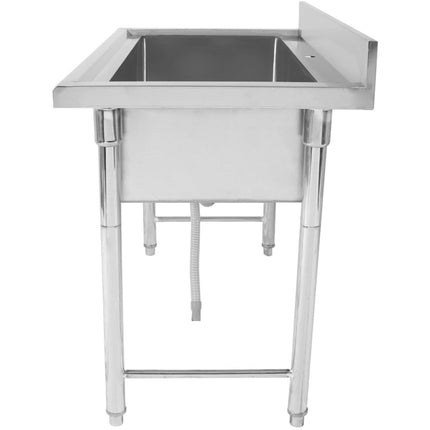 Commercial Hand And Pot Wash Sink Stainless Steel 1 Bowl Splashback 800x700x900mm Round Legs | Psr08070