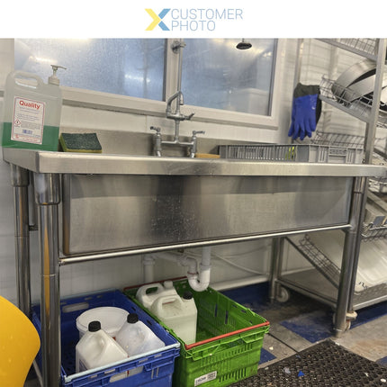 Commercial Pot Wash Sink Stainless Steel 1 Bowl Splashback 1500x700x900mm Round Legs | Psr15070