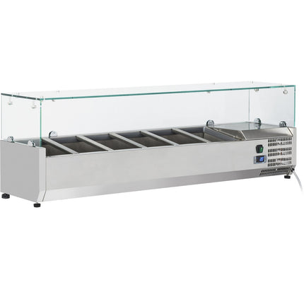 Refrigerated Servery Prep Top 6x Gn1/3 1400x395x435mm Glass Top |  Thv1400/380