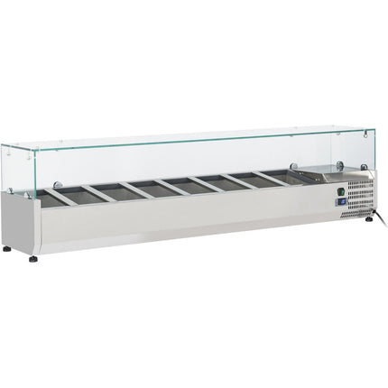 Refrigerated Servery Prep Top 1500mm 6x Gn1/3 Depth 380mm Glass Top | Vrx1500/380